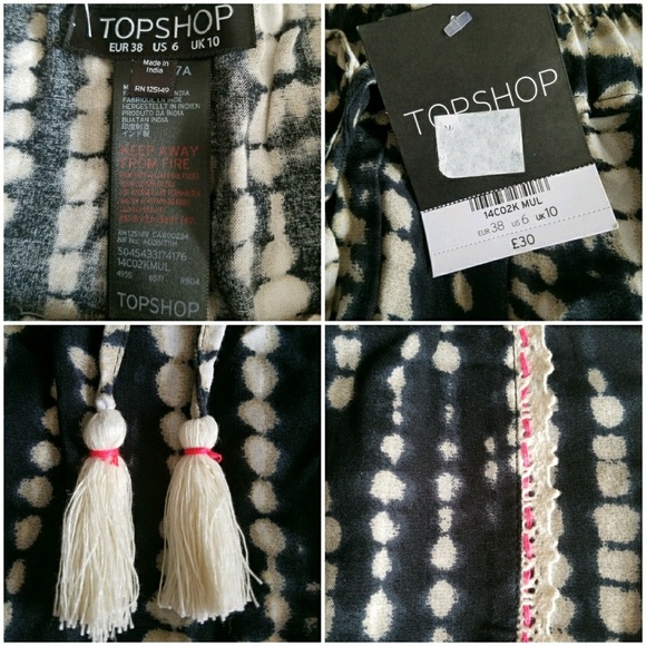 💕 TOPSHOP CROCHET TRIM TIE-DYE SHORTS - Picture 6 of 8